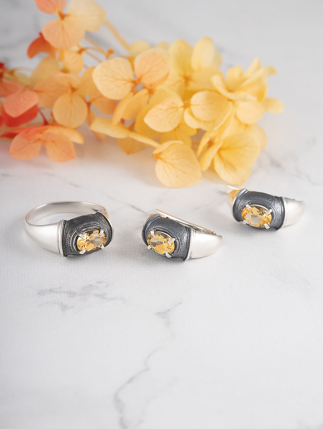 1228 Цитрин Серьги (Ag 925)