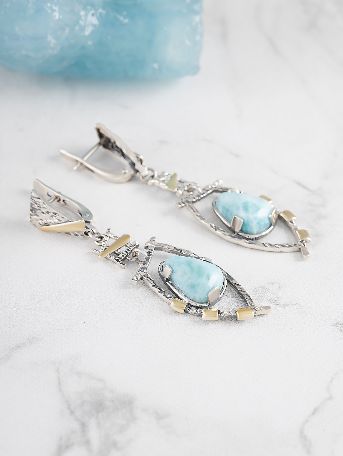 Err1462z Ларимар Серьги (Ag 925)