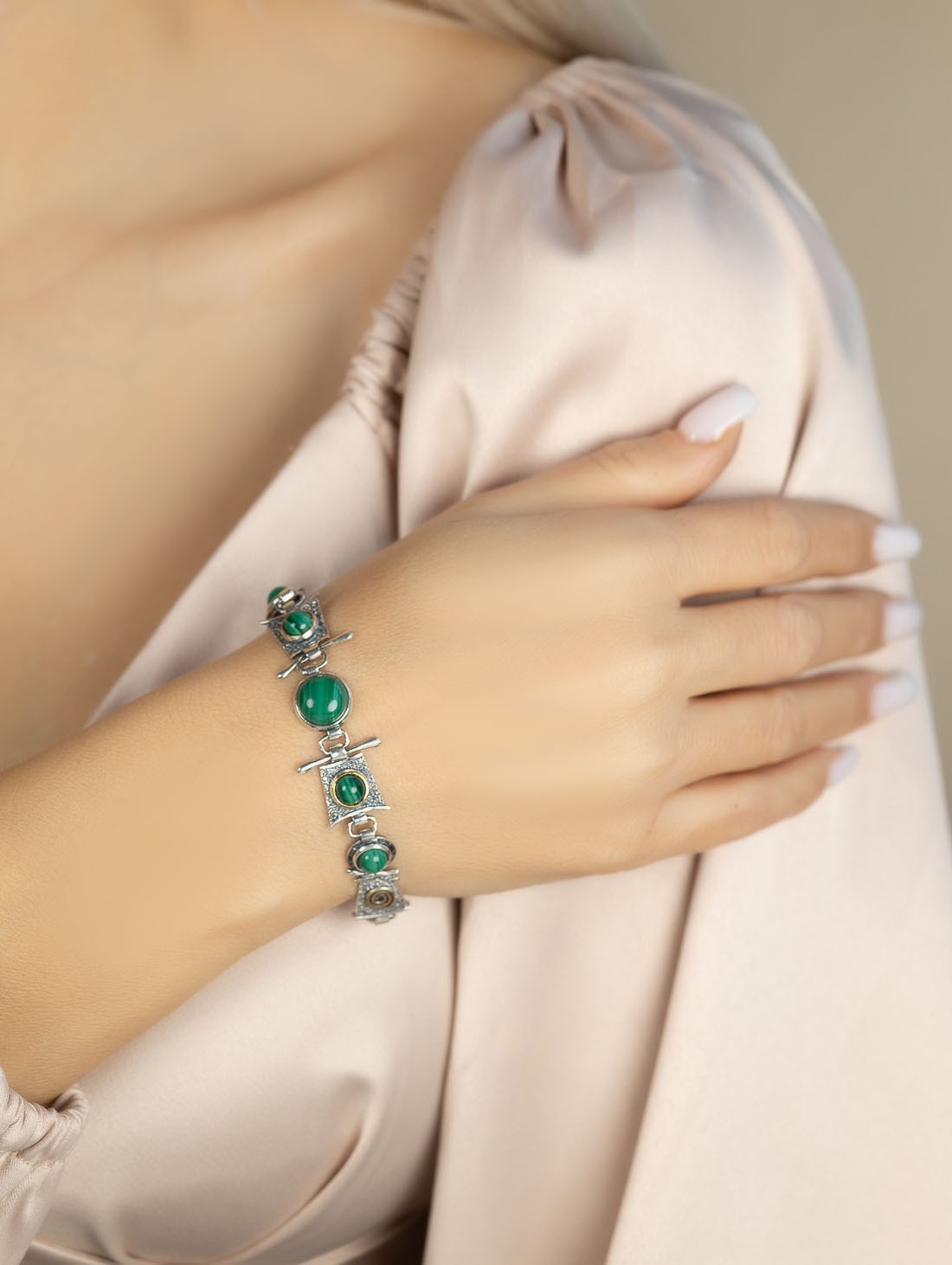 Srr1182z Малахит Браслет (Ag 925)