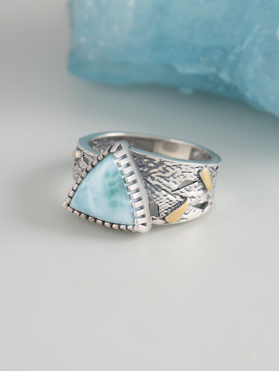 Rrr1495z Ларимар Кольцо (Ag 925)