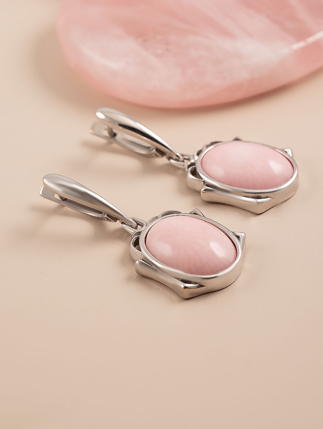 1564R Коралл Серьги (Ag 925)