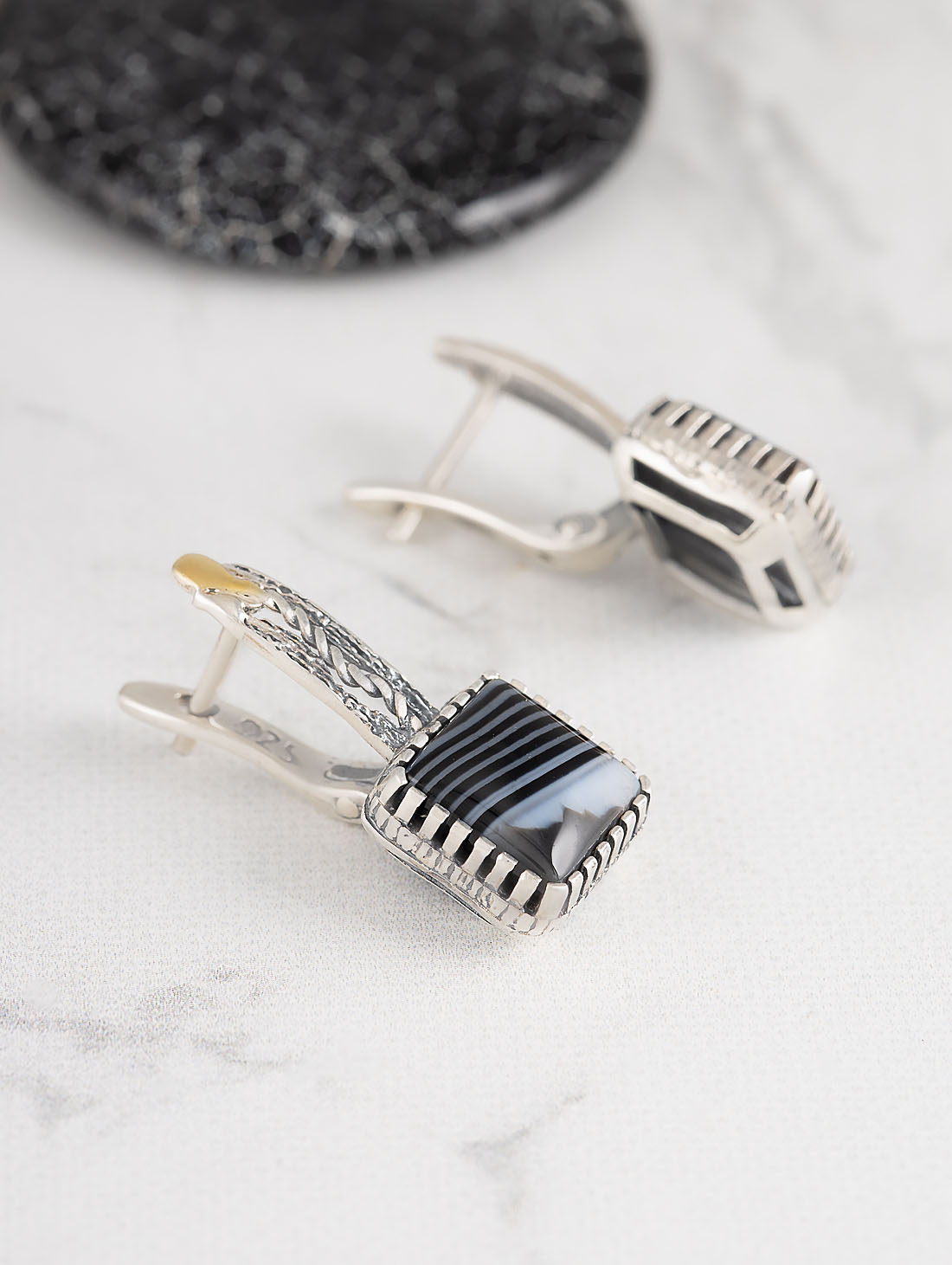 Err1505z Агат Серьги (Ag 925)