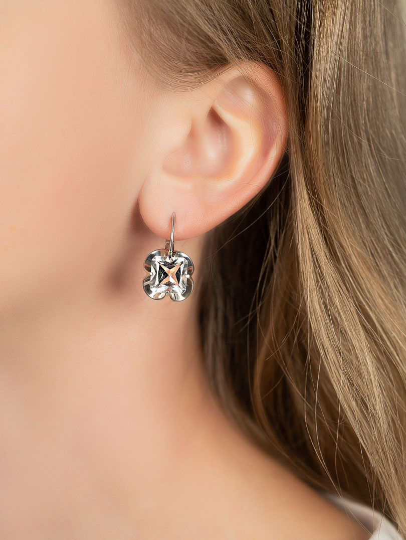 1271R Хрусталь Серьги (Ag 925)