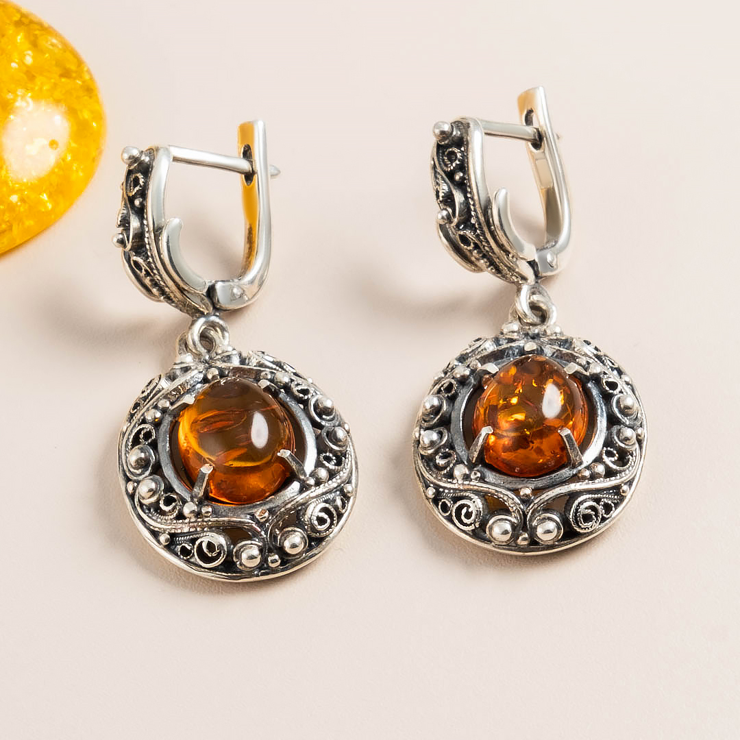 1222 Янтарь Серьги (Ag 925)