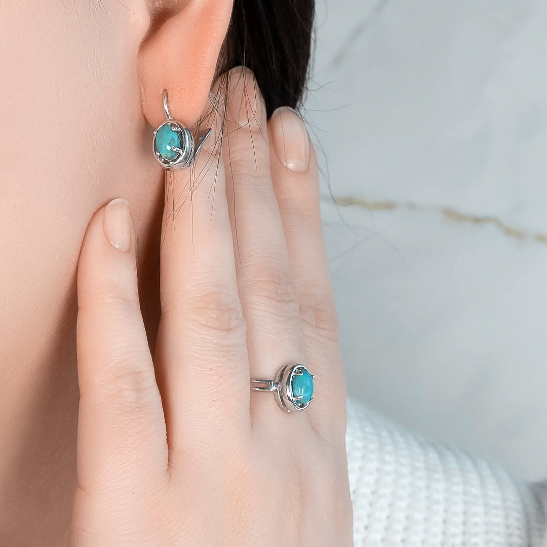 1240R Бирюза Серьги (Ag 925)