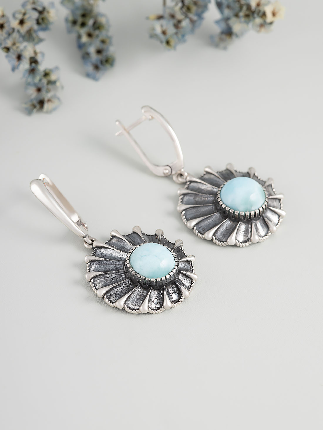 Err1478z Ларимар Серьги (Ag 925)