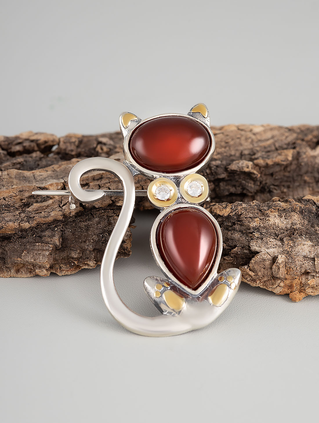 Brr1263z Сердолик Брошь (Ag 925)