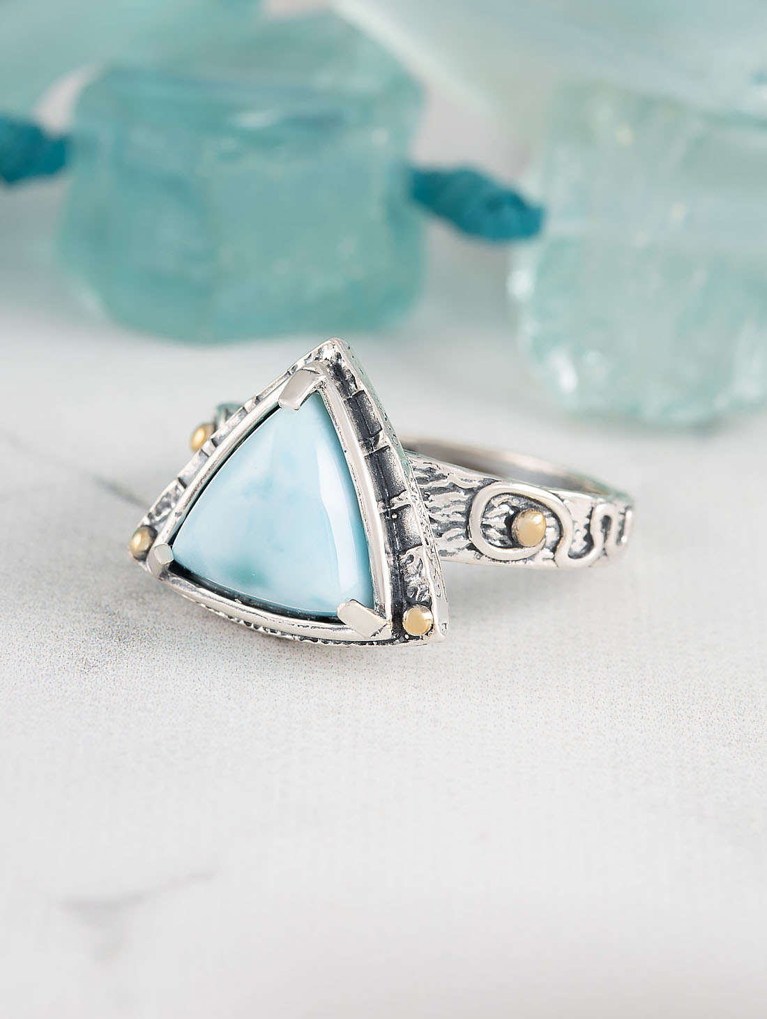 Rrr1507z Ларимар Кольцо (Ag 925)