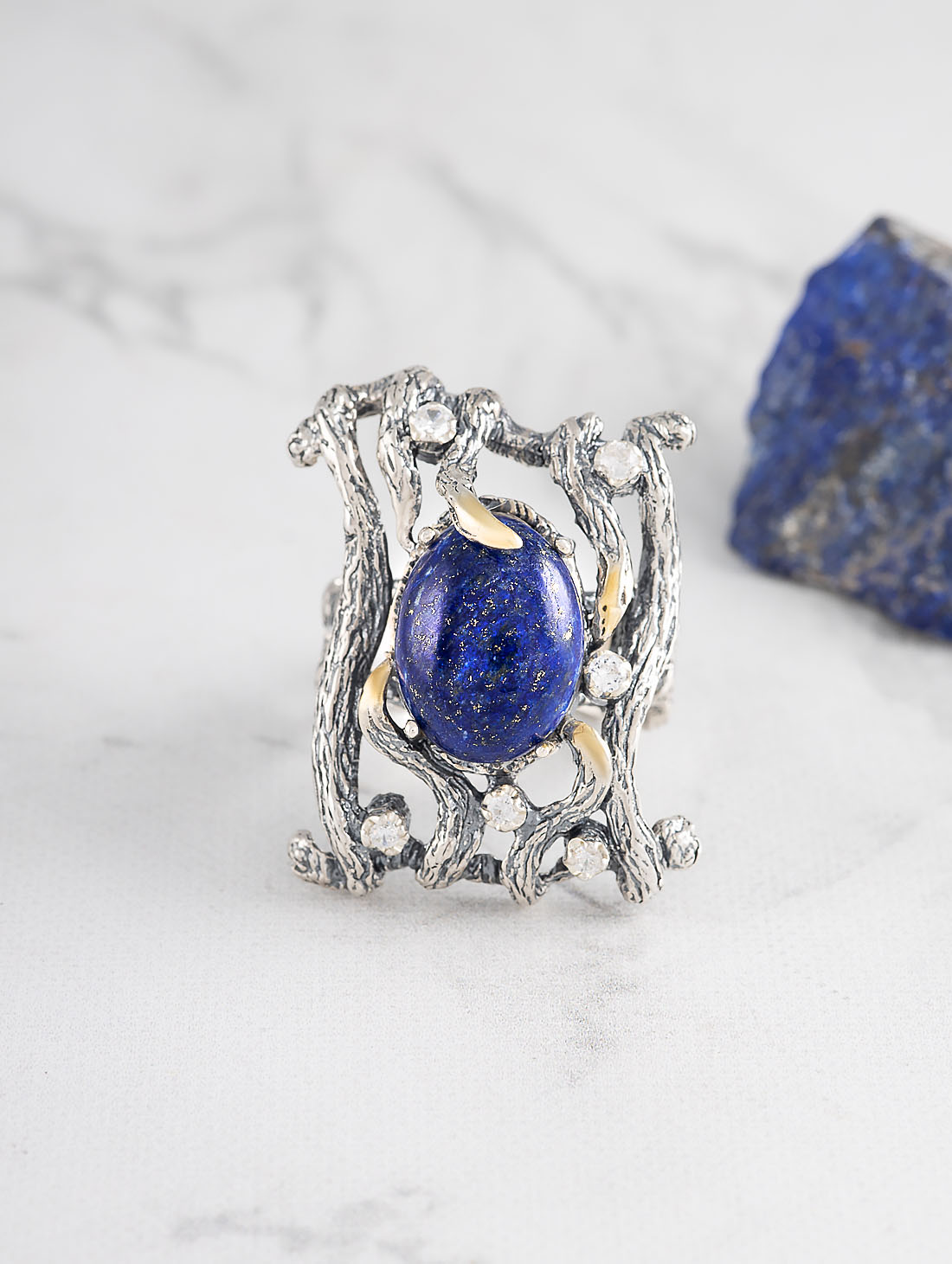 Rrr1103z Лазурит Кольцо (Ag_925)