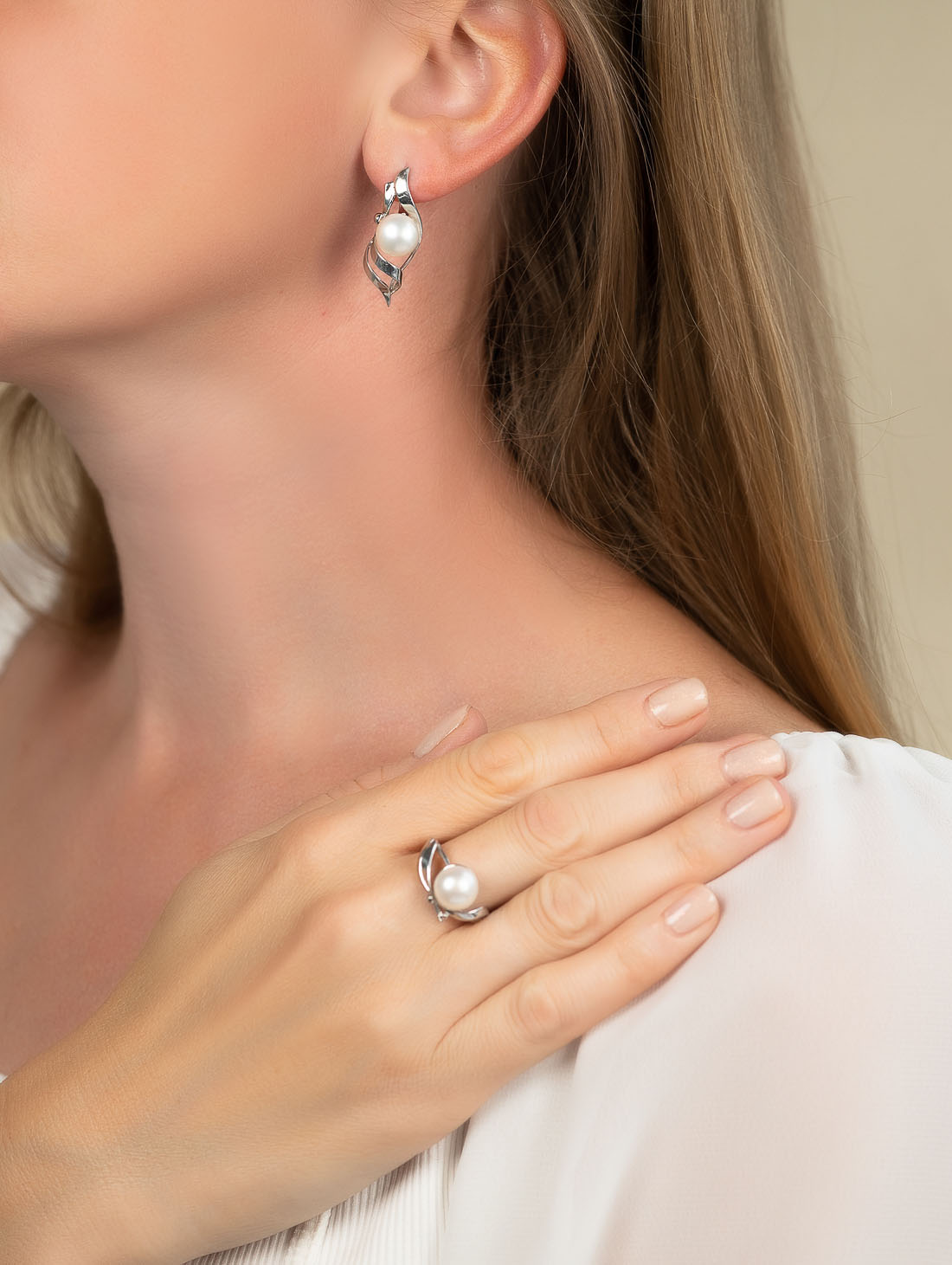 1430R Жемчуг Серьги (Ag 925)