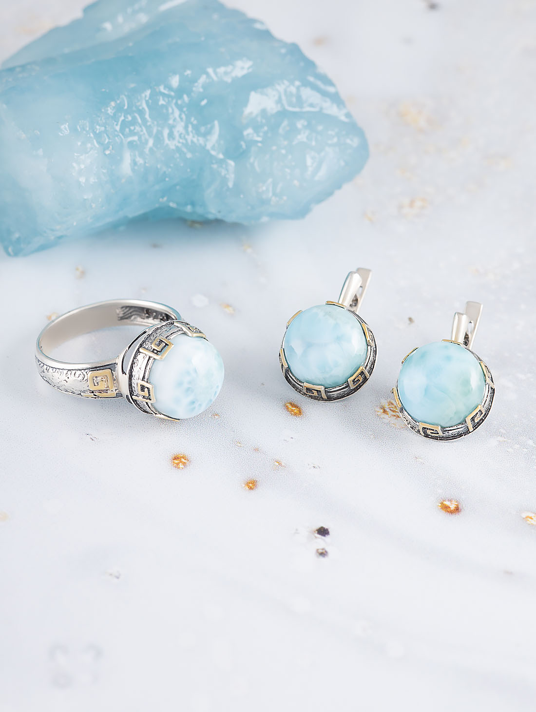 Rrr1300z Ларимар Кольцо (Ag 925)