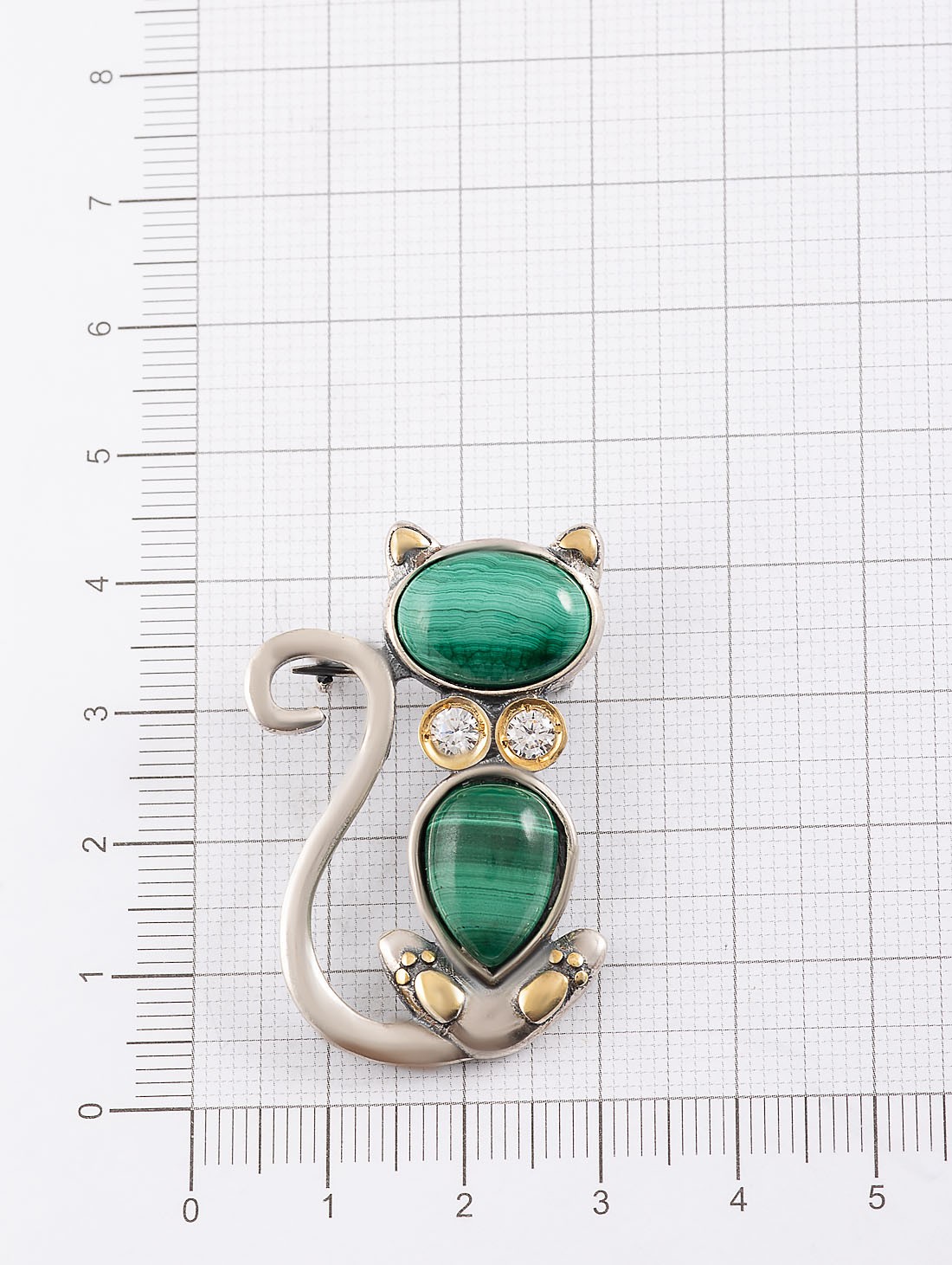 Brr1263z Малахит Брошь (Ag 925)