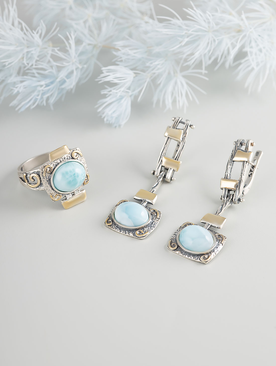 Err1157z Ларимар Серьги (Ag 925)