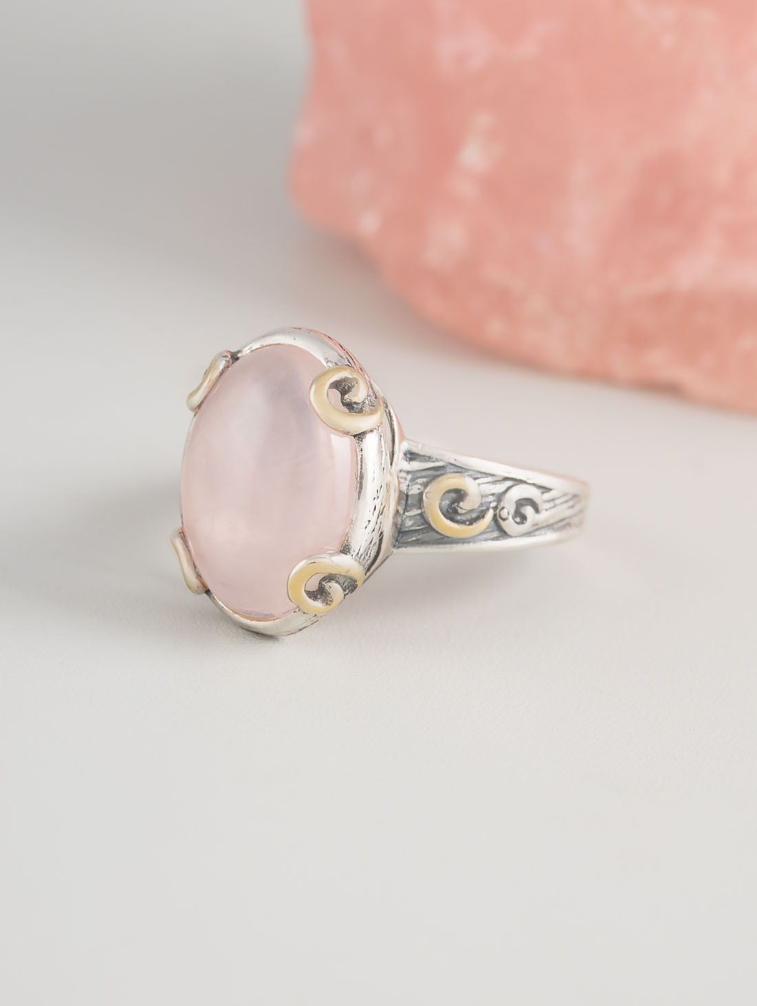 Rrr1297z Роз.кварц Кольцо (Ag 925)