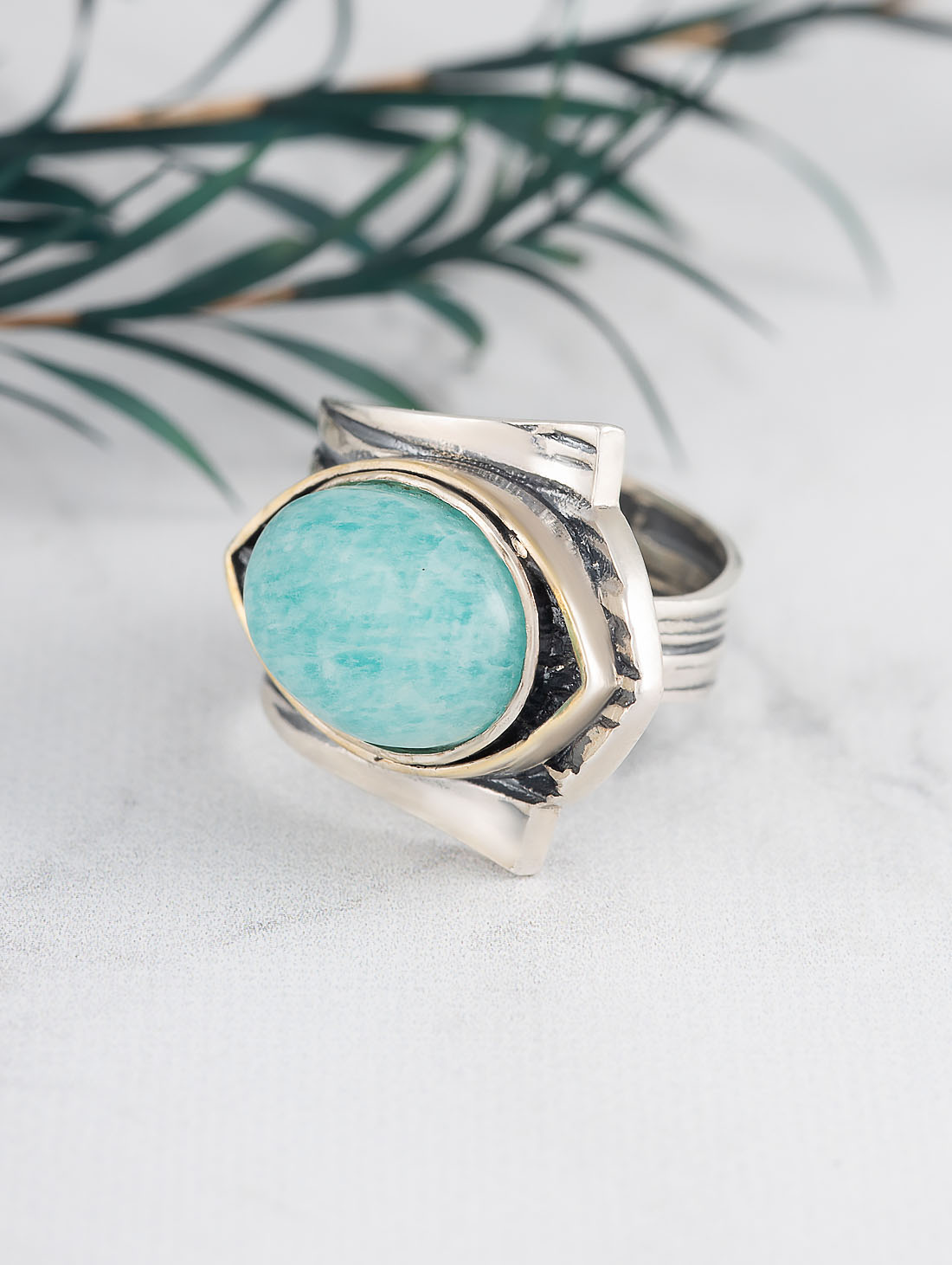 Rrr1218z Амазонит Кольцо (Ag 925)