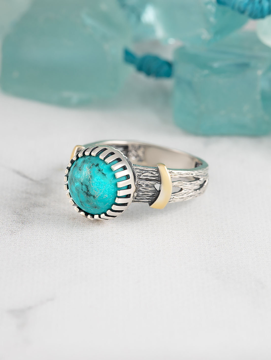 Rrr1503z Бирюза Кольцо (Ag_925)
