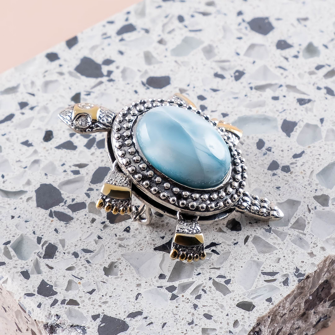 Brr1265z Ларимар Брошь (Ag 925)