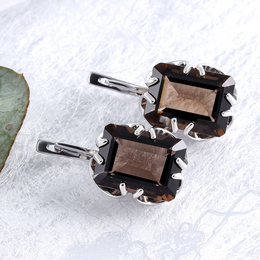 1231R Раухтопаз Серьги (Ag 925)