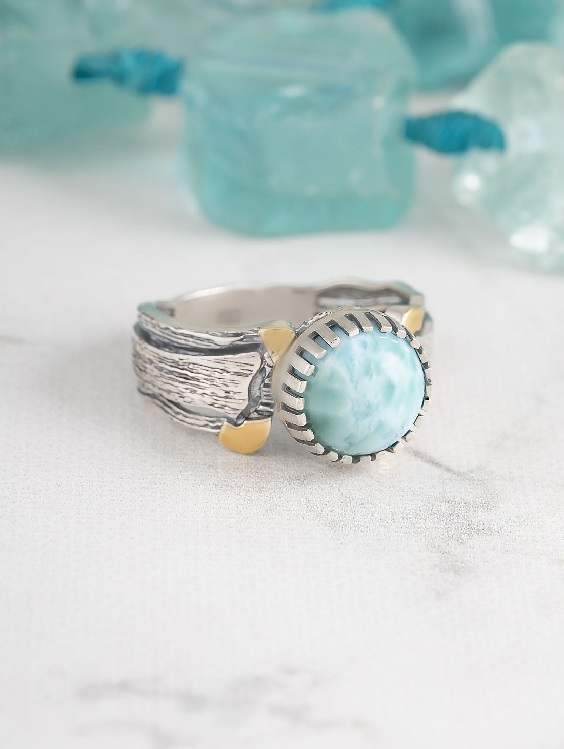 Rrr1504z Ларимар Кольцо (Ag_925)