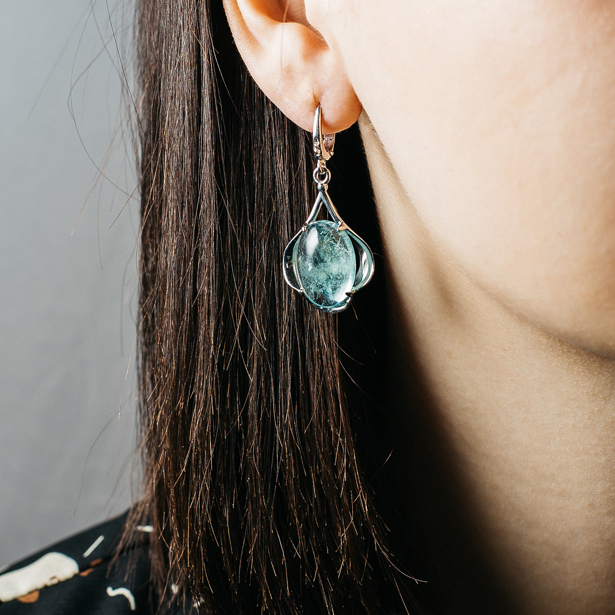 0529аква Серьги (Ag 925)