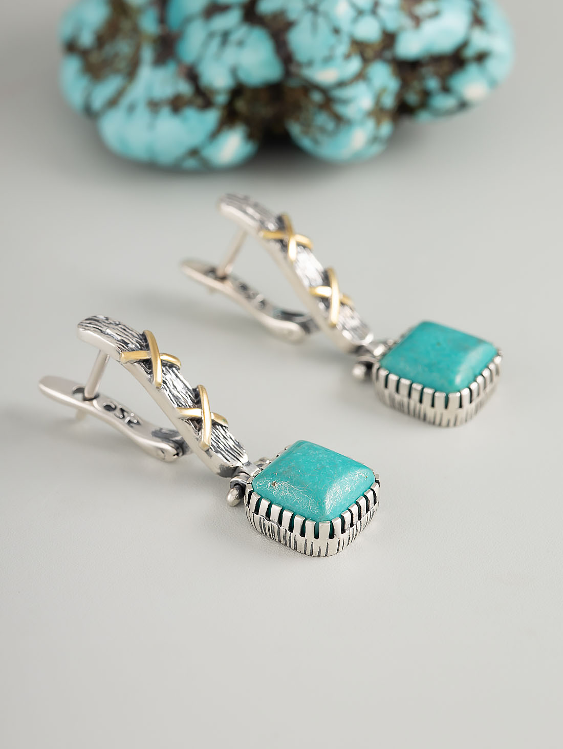 Err1506z Бирюза Серьги (Ag 925)