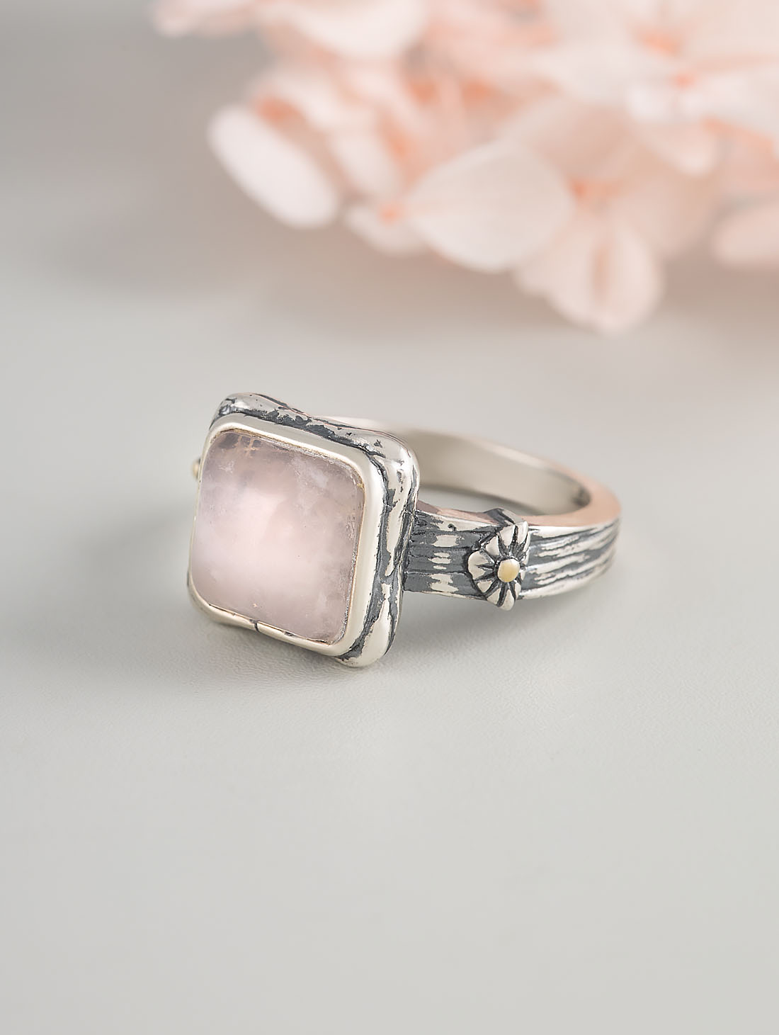 Rrr1260z Роз.кварц Кольцо (Ag 925)