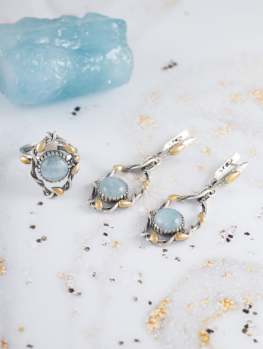 Err1476z Аквамарин Серьги (Ag 925)