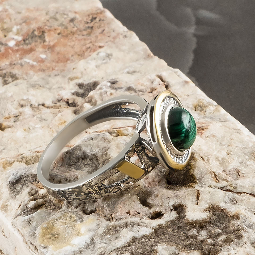 Rrr1184z16 Малахит Кольцо (Ag_925)