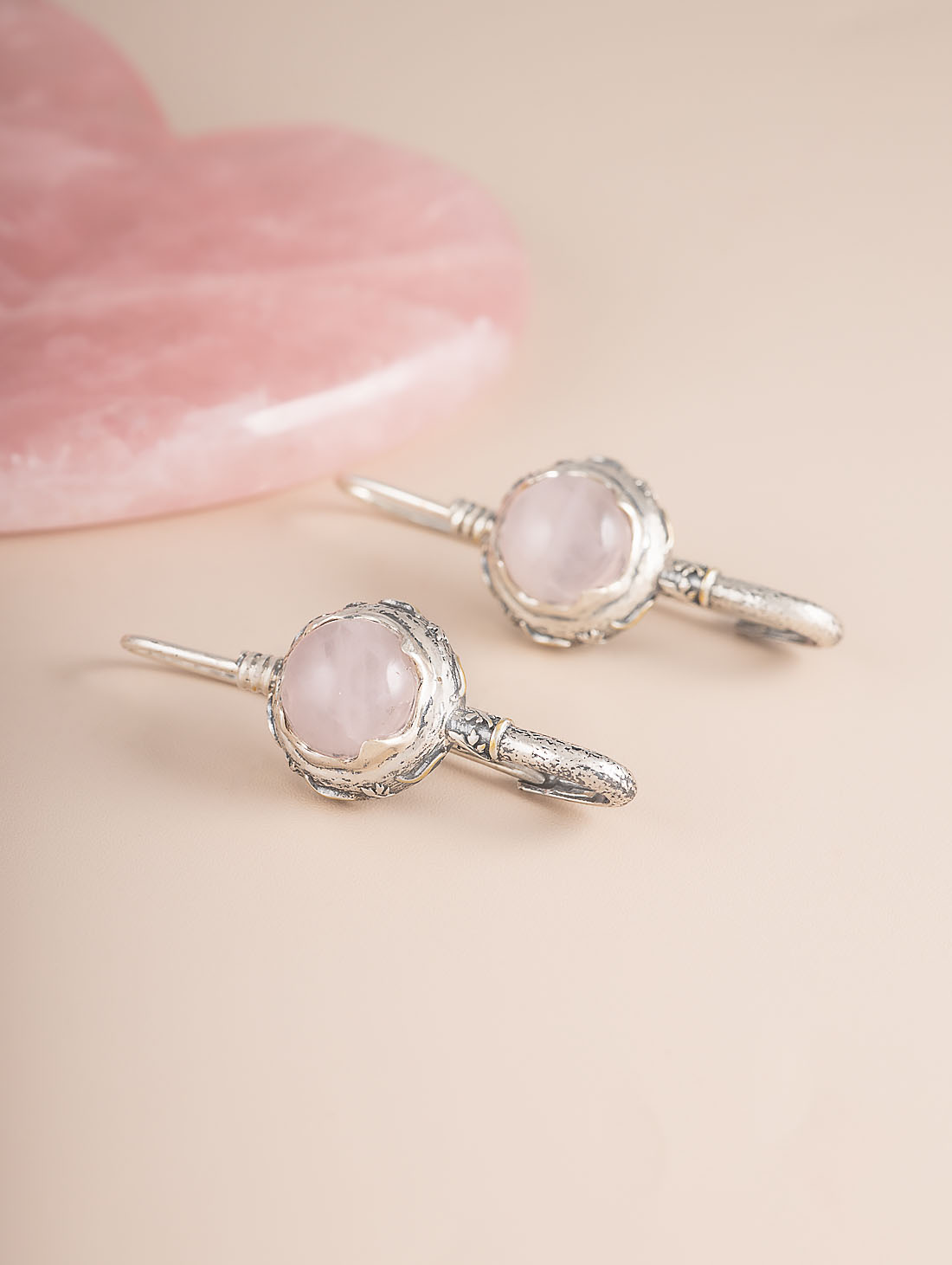 Err1346z Роз.кварц Серьги (Ag 925)