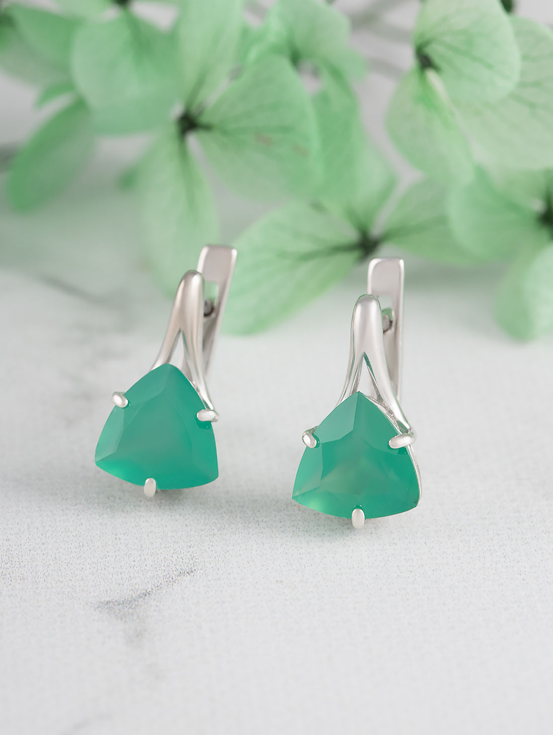 1560R Агат Серьги (Ag 925)