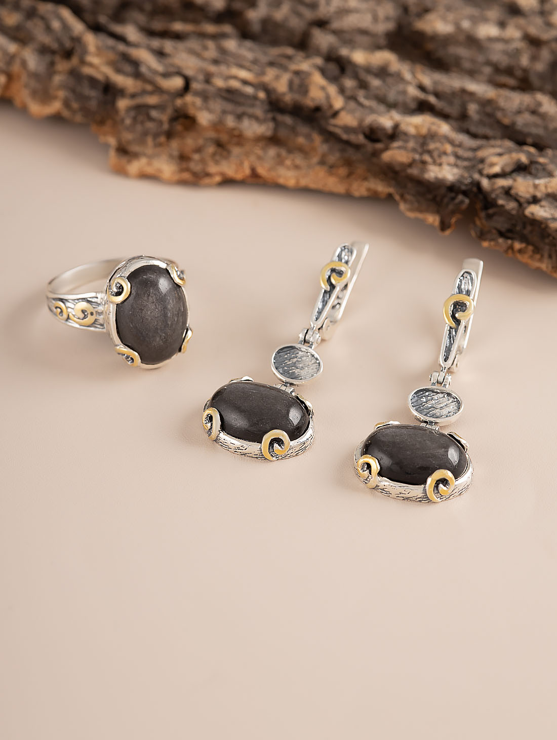 Rrr1297z Обсидиан Кольцо (Ag_925)