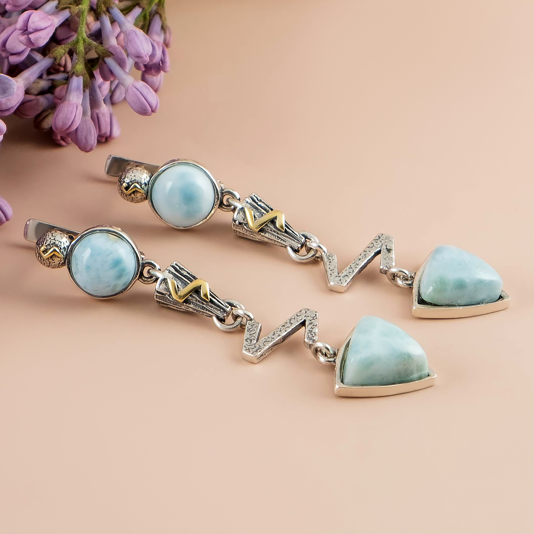 Err1198z Ларимар Серьги (Ag 925)