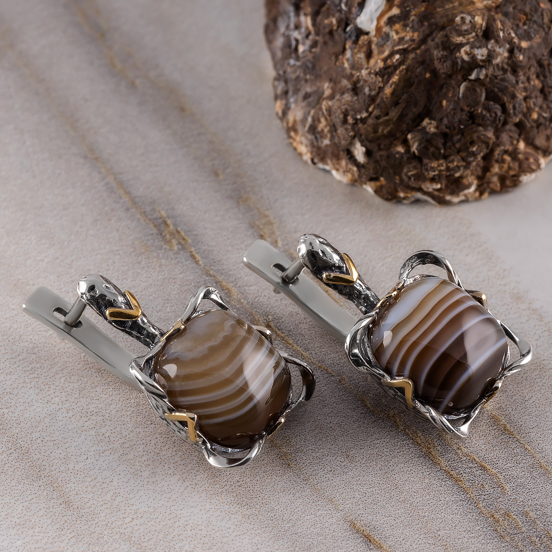 Err1339z1 Агат Серьги (Ag 925)