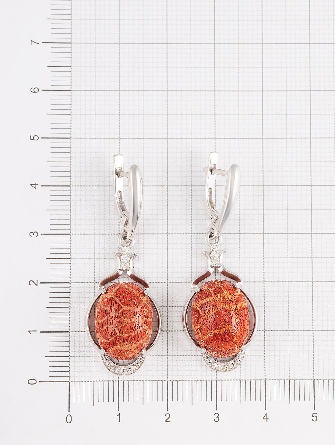 1552R Коралл Серьги (Ag 925)