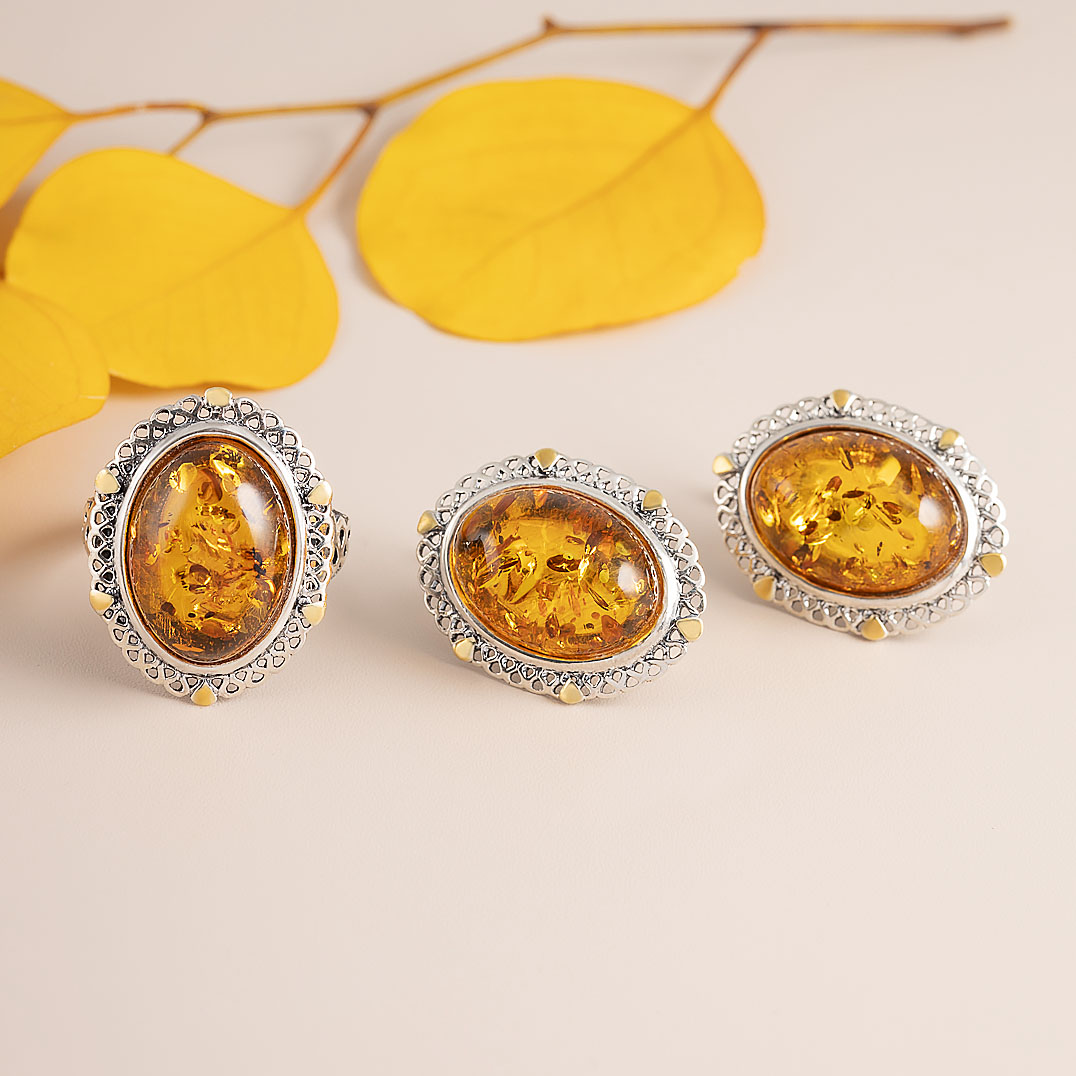 Rrr1250z Янтарь Кольцо (Ag 925)