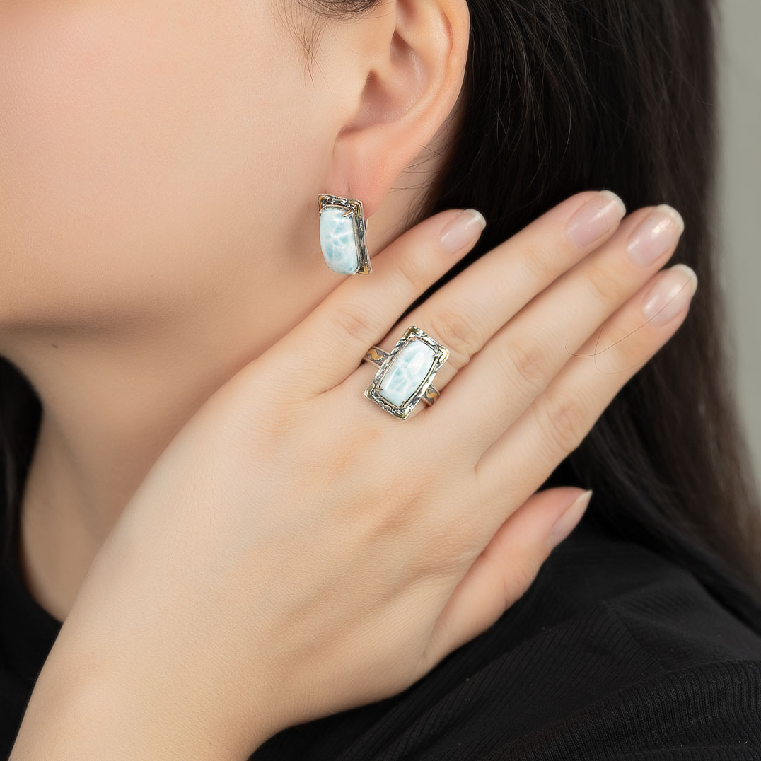 Err1330z Ларимар Серьги (Ag 925)