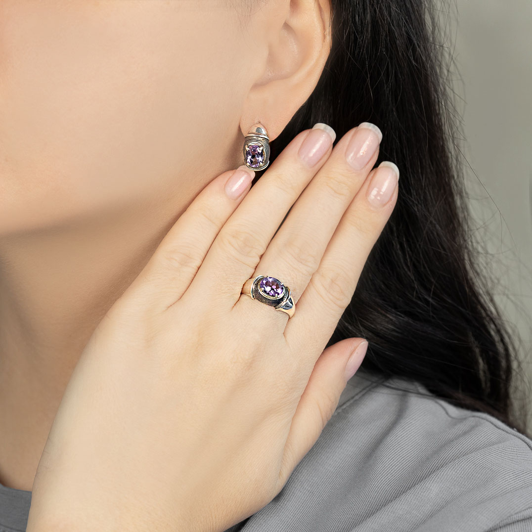 1226 Аметист Серьги (Ag 925)