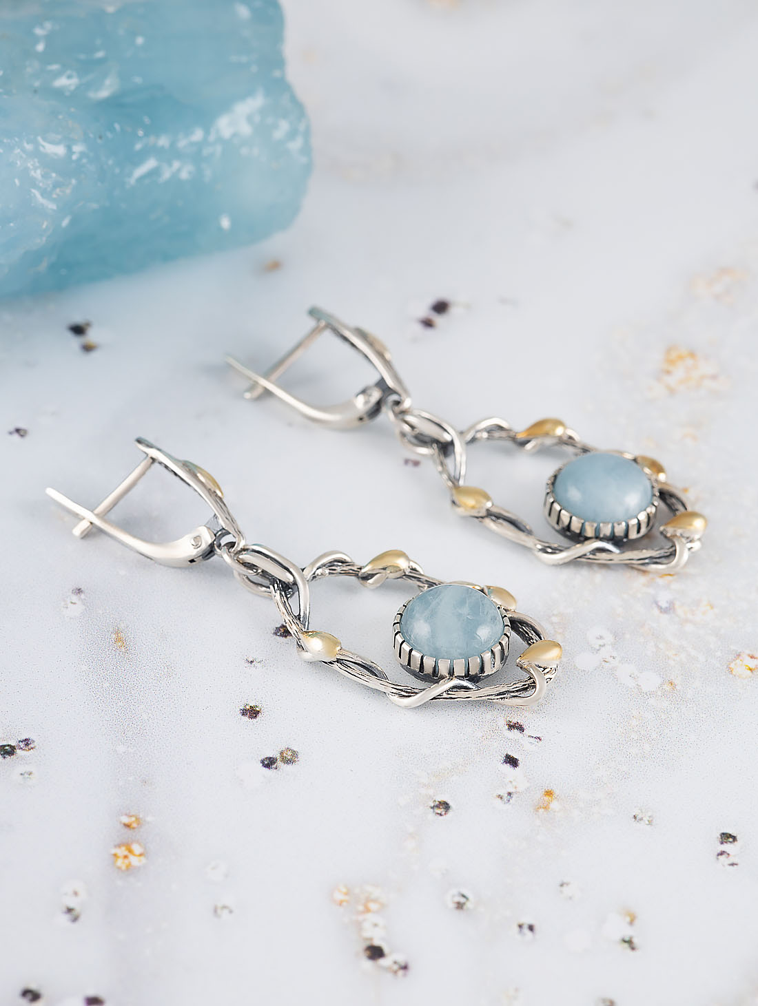 Err1476z Аквамарин Серьги (Ag 925)