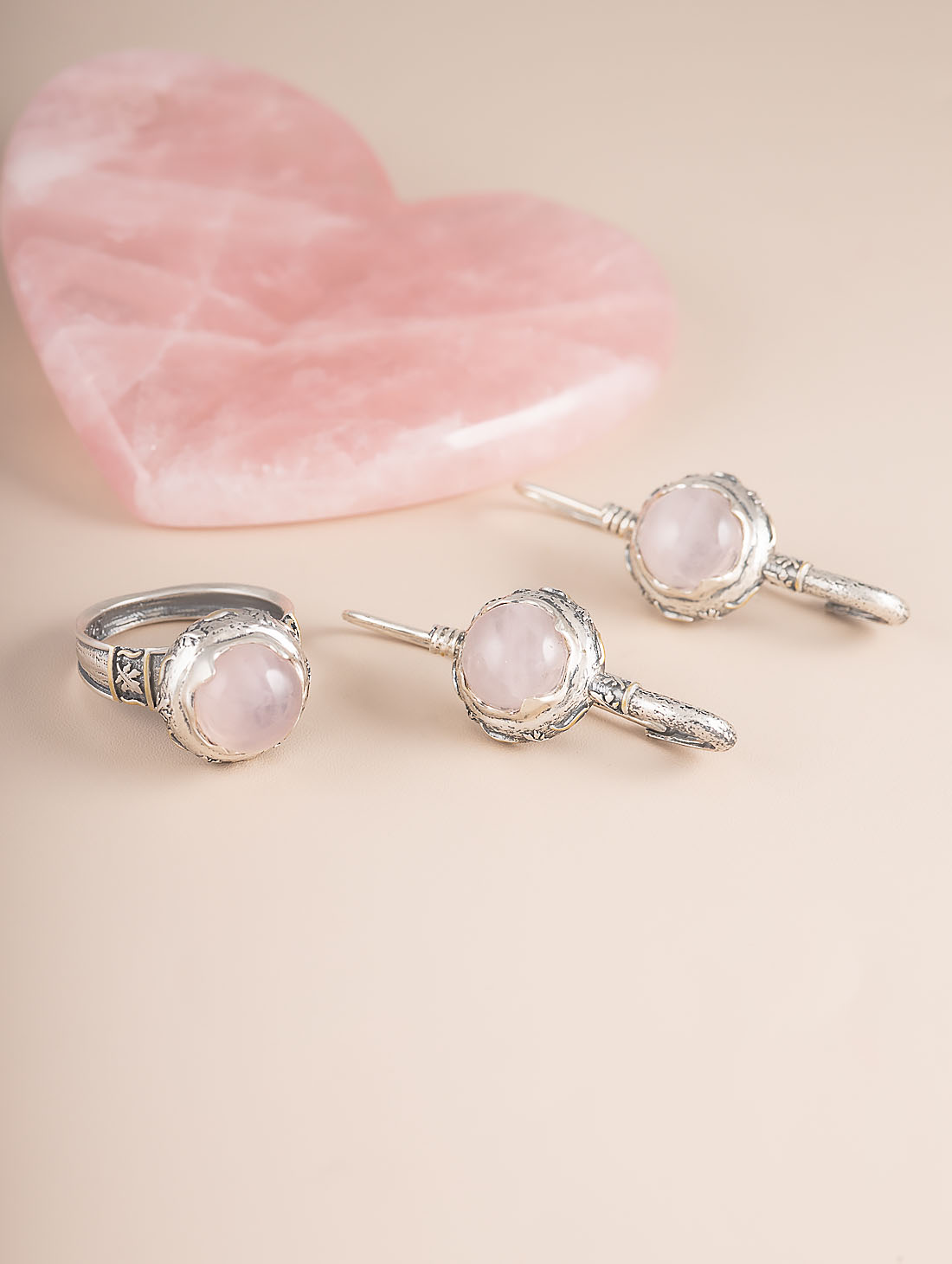 Err1346z Роз.кварц Серьги (Ag 925)