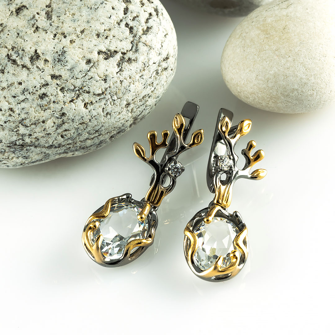 1603R Хрусталь Серьги (Ag 925)