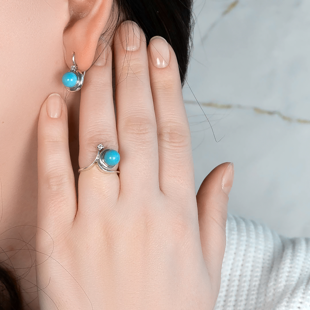 0233R Бирюза Кольцо (Ag 925)