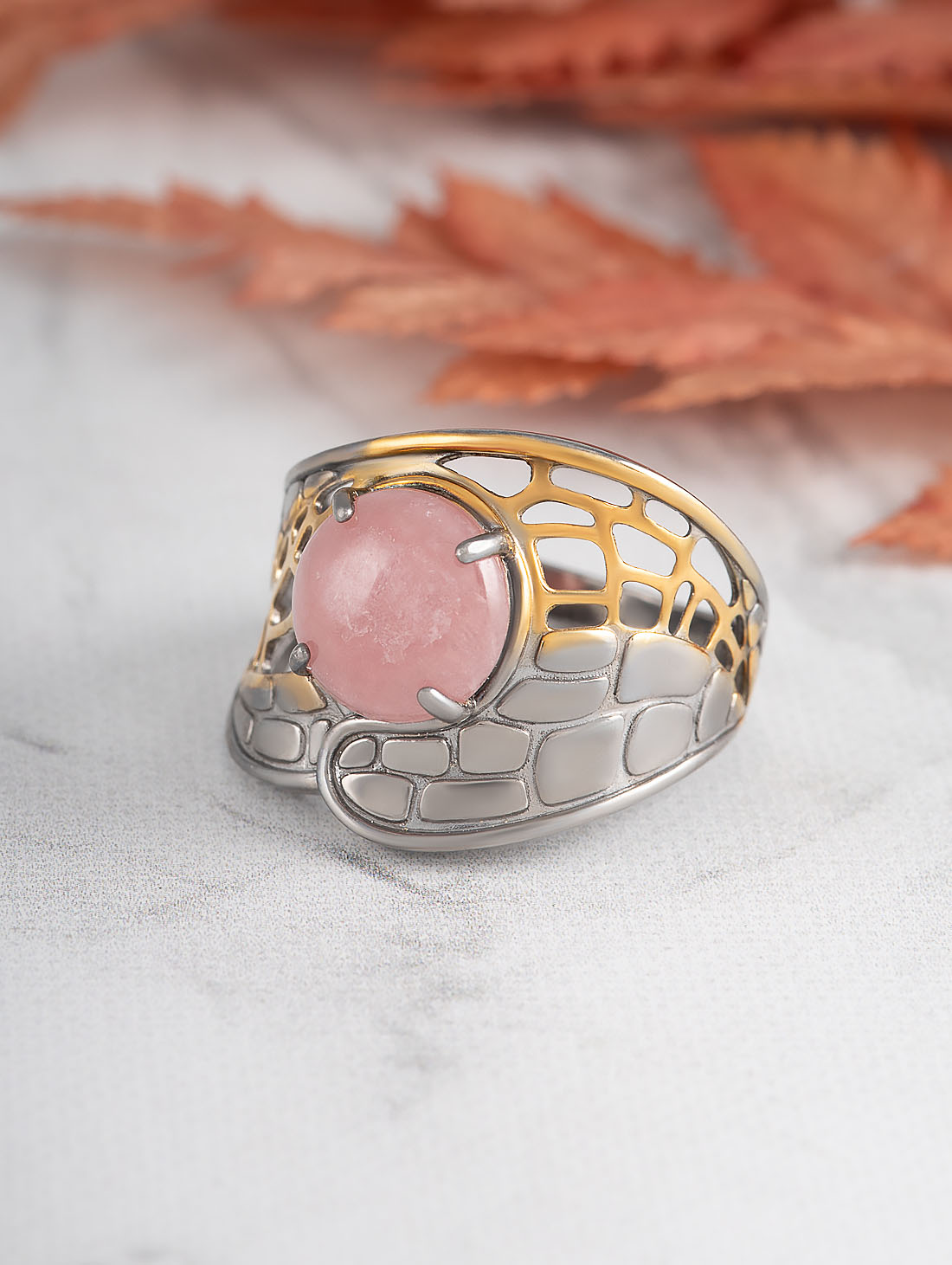 0610R Родохрозит Кольцо (Ag 925)