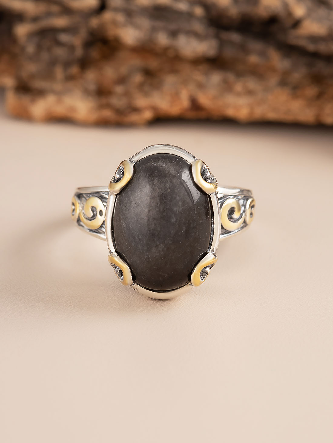 Rrr1297z Обсидиан Кольцо (Ag_925)