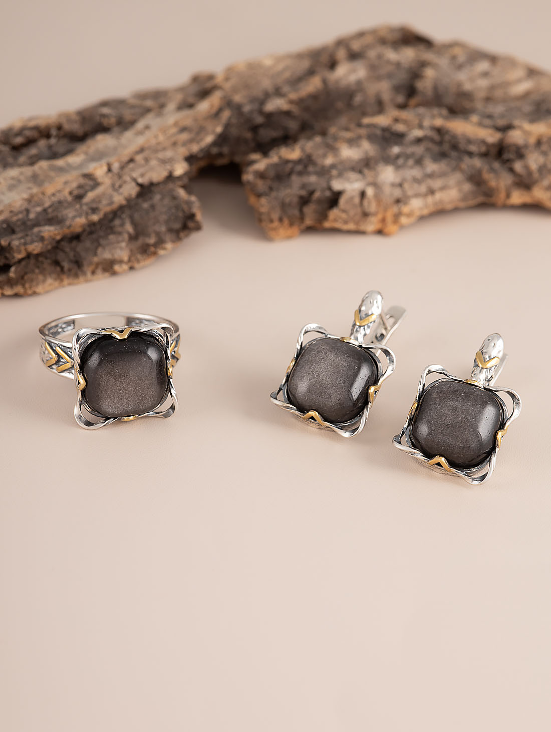 Err1339z Обсидиан Серьги (Ag 925)