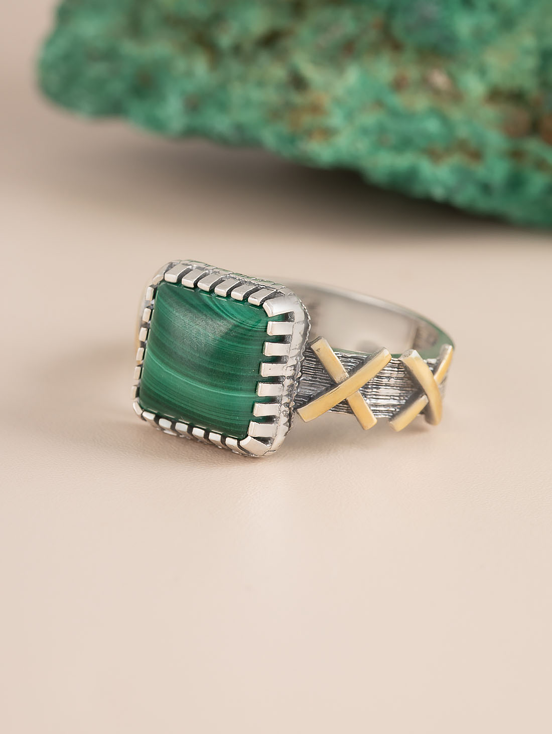 Rrr1506z Малахит Кольцо (Ag 925)