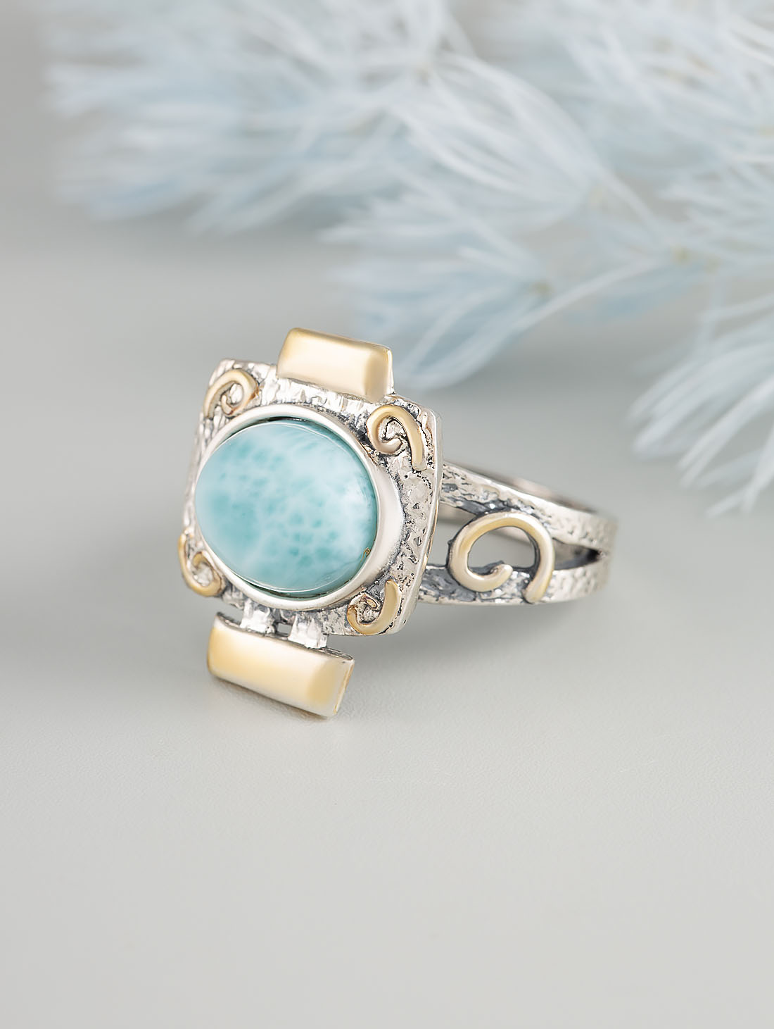 Rrr1157z Ларимар Кольцо (Ag 925)