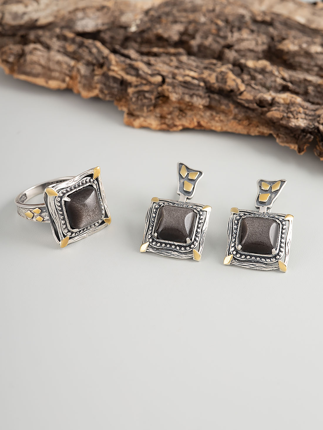 Rrr1340z Обсидиан Кольцо (Ag 925)