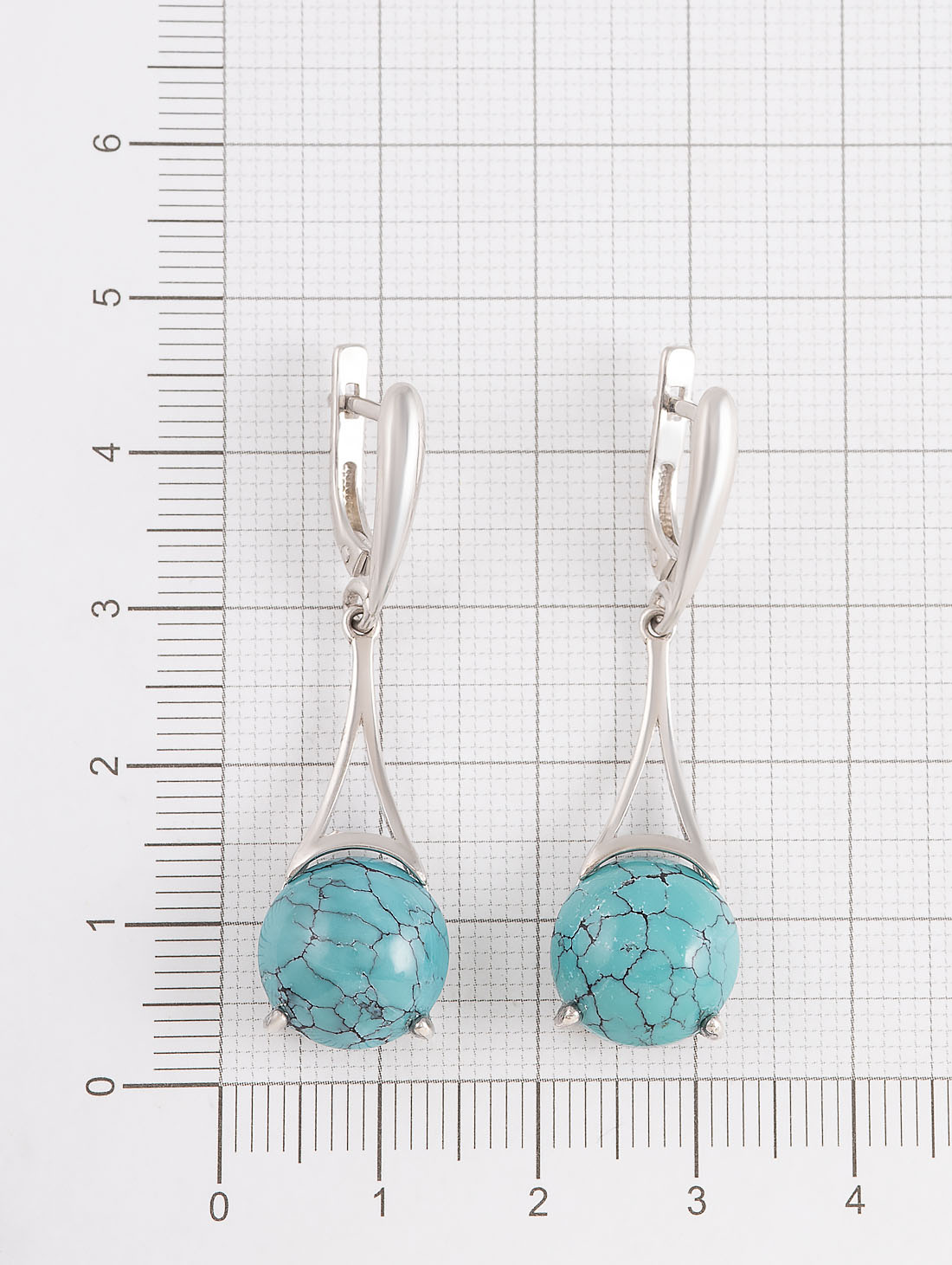 1529R Бирюза Серьги (Ag 925)