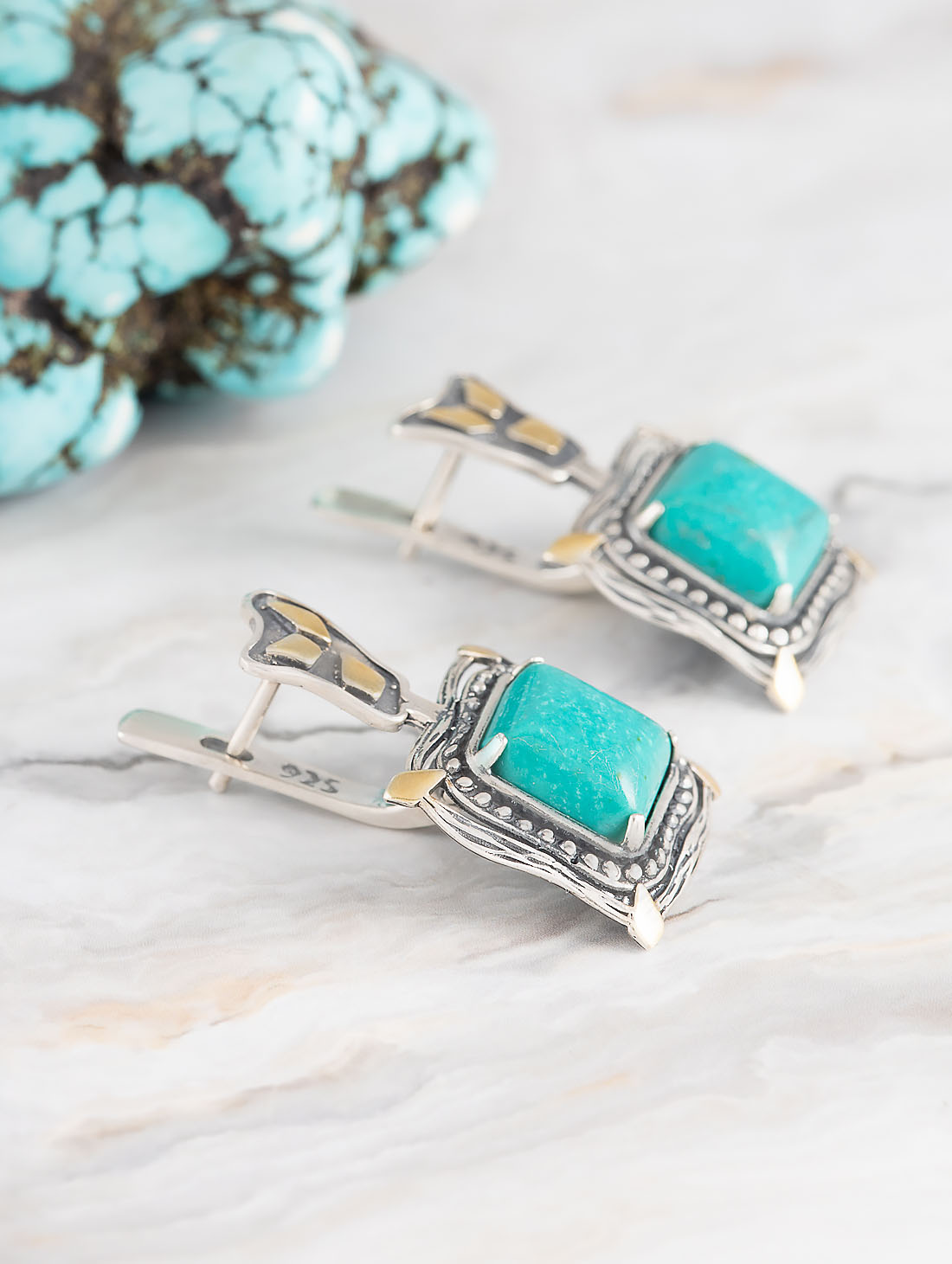 Err1340z Бирюза Серьги (Ag 925)