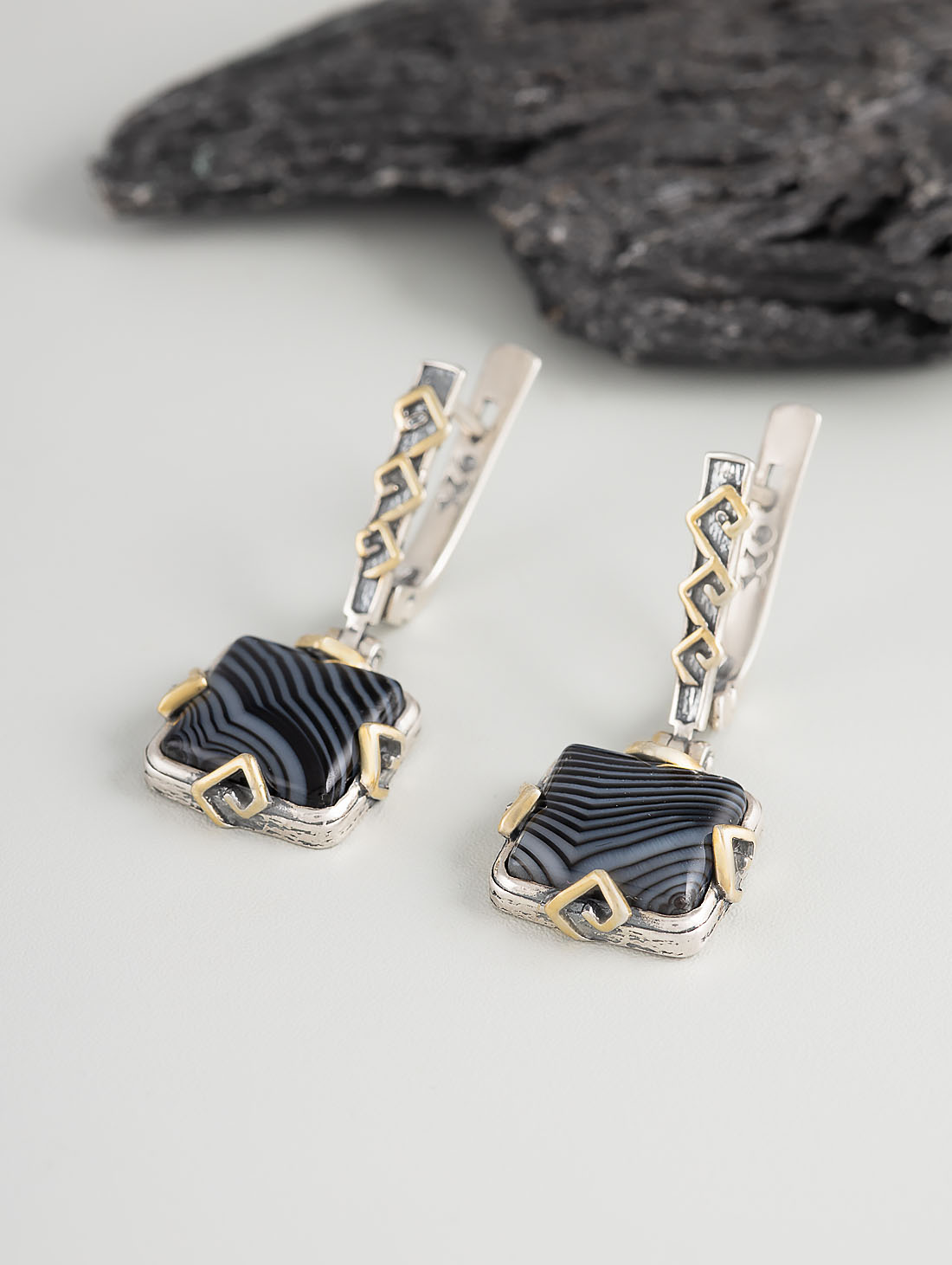 Err1286z Агат Серьги (Ag 925)